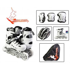 Комплект роликов с защитой и шлемом Scale Sport размер 29-33 белый
