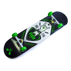 СкейтБорд деревянный от Fish Skateboard Rock Star  с рисунком, с усиленной подвеской