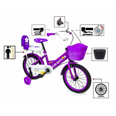 Детский двухколесный велосипед 16" "Scale Sports" T15 с ручным и дисковым тормозом, Фиолетовый