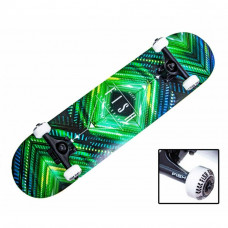 Скейтборд деревянный Fish Skateboard Green Rhombus  с рисунком, с усиленной подвеской