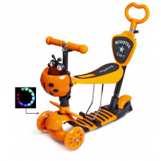 Самокат Scooter  5 в 1 Божья коровка,  Оранжевый