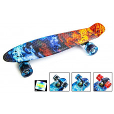 Penny Board "Огонь и лед",  светящиеся колеса