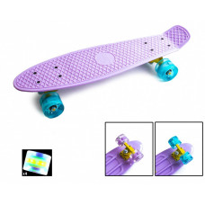 Пенни борд Penny Board Лиловый, Светящиеся колеса
