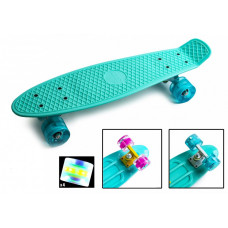 Пенни борд Penny Board Бирюзовый, Светящиеся колеса